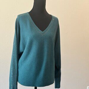 LIV Milano Teal and Studded V-Neck Sweater in Small Bundle and save 30% off